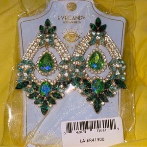 Eye Candy Green and Silver Statement Earrings